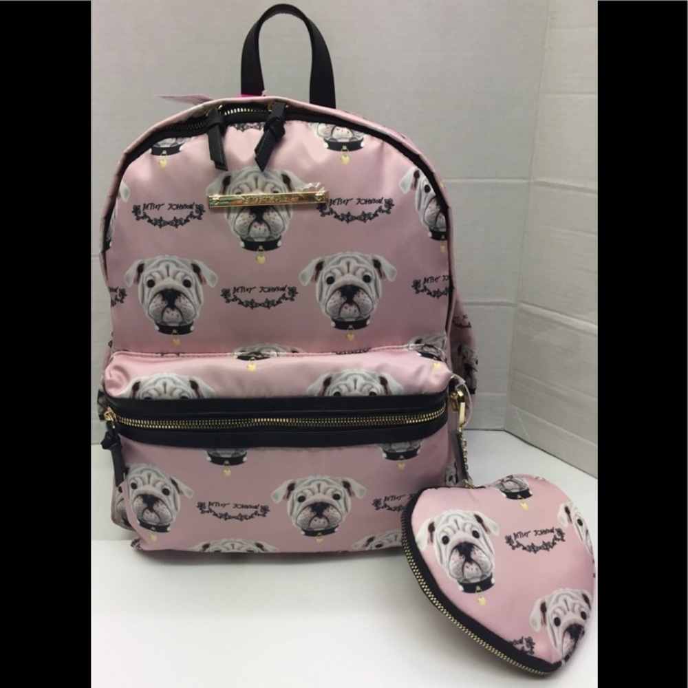 Betsey Johnson 🐕 Pug Bulldog Backpack w/Wristlet - Picture 3 of 8
